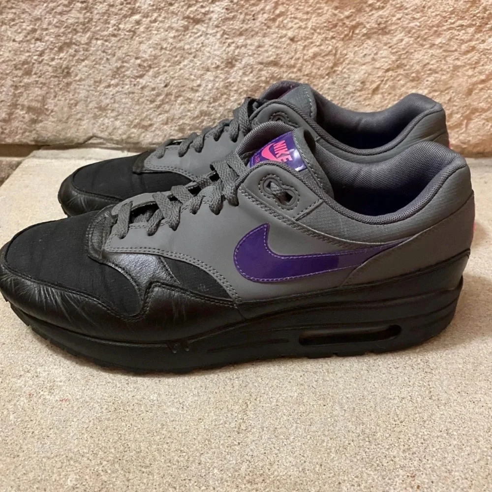 Nike Air Max 1 Men’s ‘Fierce Purple’ Sneakers Leather Upper Low Top 10.5